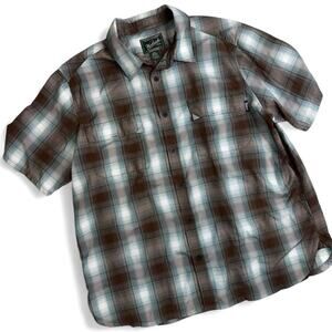 Woolrich Men's Brown Green White Plaid Short Sleeve Lightweight Shirt Size 2XL